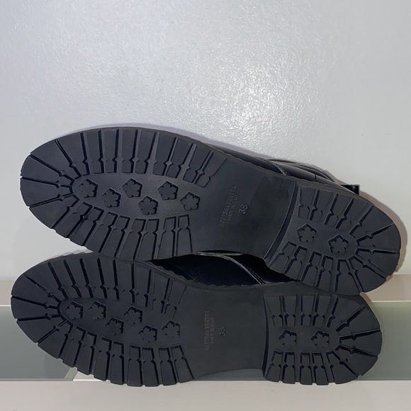 BOTTEGA VENETA Intrecciato Weave Calf Leather Lamb Fur Lined Combat Boots-Sz 8 - Picture 15 of 15